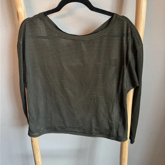 lululemon athletica Olive Striped Long Sleeve Top - Picture 9 of 9